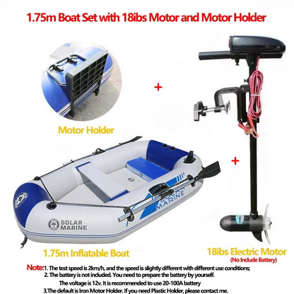 1.75~3.3m Inflatable Boat with Electric Motor – Fishing, Drift Canoeing & River Water Sports for 1-5 Persons