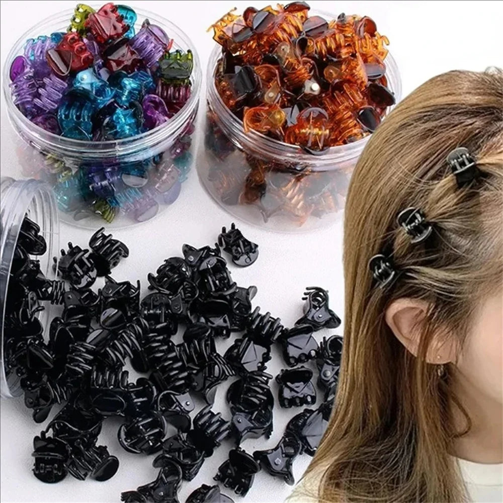 Mini Hair Claw Clips Set - 10-60PCS Plastic Hair Clips for Women & Girls in Black, Brown and Transparent Styles