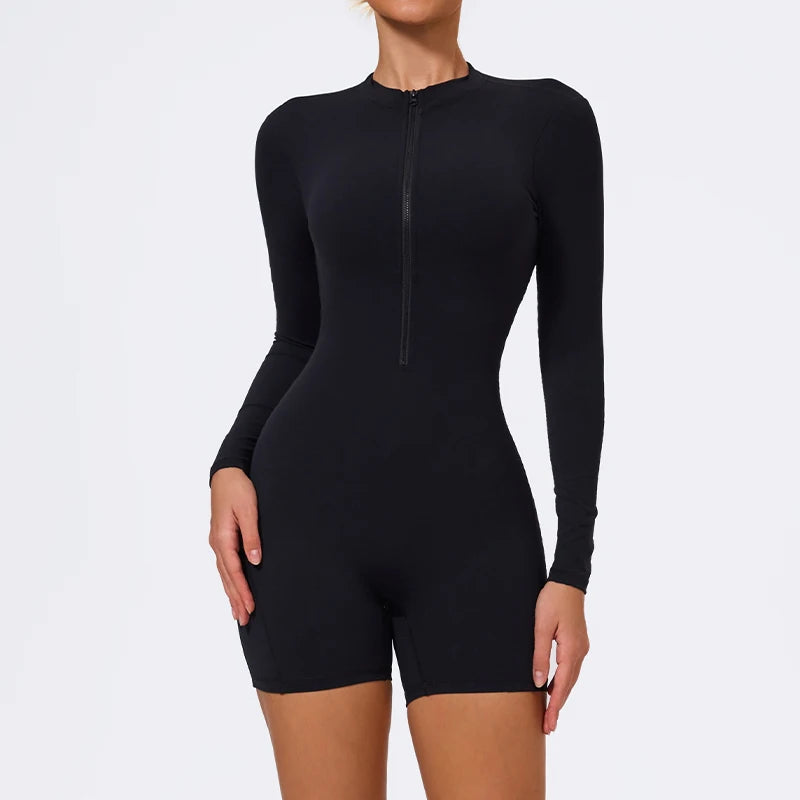 Women's Summer Backless Yoga Jumpsuit – One Piece Fitness Romper Gym Sportswear Tight Shorts Outfit