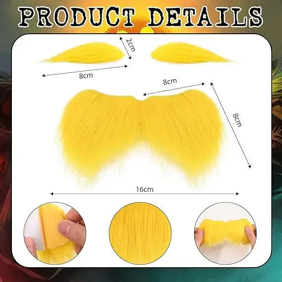 Halloween Orange Jumpsuit Costume - Funny Moustache & Eyebrow Masquerade Outfit for Kids & Adults