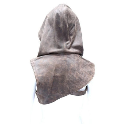 Adjustable Medieval Gothic Cowl Hat — Faux Leather Steampunk Hooded Cloak Cape for Men & Women Cosplay Accessory