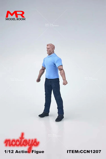 CCN1208 1/12 Scale Male Action Figure Clothes – Lamb Down Denim Jacket, T-Shirt & Casual Pants for 6" Notaman GWtoys Soldier Model