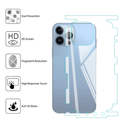 3 Sets Back Hydrogel Film Border Frame Stickers — Full Cover Back Screen Protectors for iPhone 16 Pro, 15, 14, 13, 12 Pro Max Plus