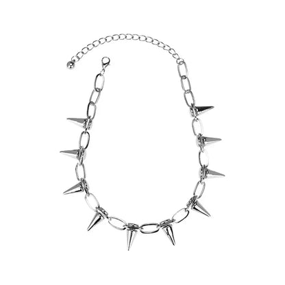 Fashion Punk Spike Choker Necklace – Goth Rivet Metal Chain Collar for Unisex Rock & Nightclub Jewelry
