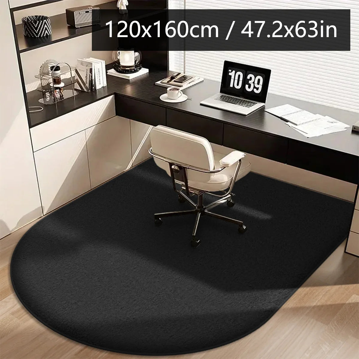 Solid Color Flannel Chair Mat – Thickened Soft Floor Carpet for Computer Desk, Swivel Chair, Study & Dressing Table Use