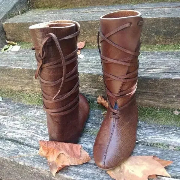 Gothic Steampunk Medieval Cosplay Boots - PU Leather Knight, Viking, and Warrior Costume Shoes for Men and Women, Carnival and Party Wear