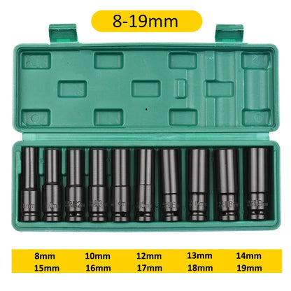 1/2 Inch Drive Impact Socket Set - 10/20PCS 6-Point Metric Carbon Steel Sockets 8-32mm with Storage Case