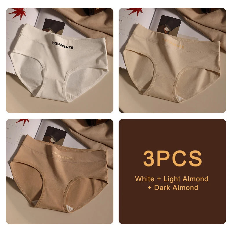 3PCS Seamless Women's Cotton Panties – Soft, Breathable, Large Size Sports Underwear Set
