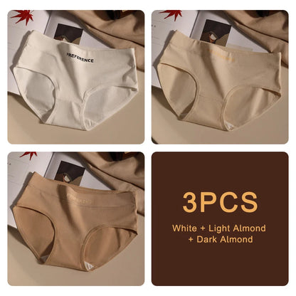 3PCS Seamless Women's Cotton Panties – Soft, Breathable, Large Size Sports Underwear Set