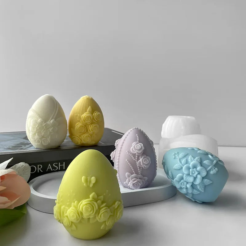 3D Creative Easter Egg Silicone Mold – DIY Flower & Butterfly Egg for Aroma Candles, Plaster Ornaments, and Easter Decor Crafts