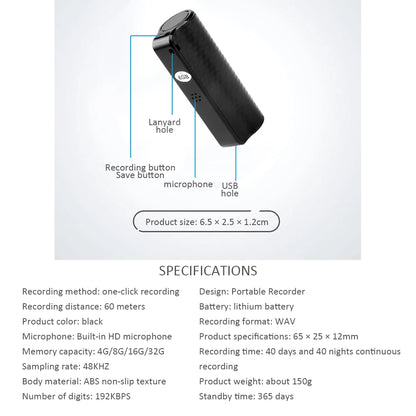 Mini Professional Voice Recorder – Waterproof Digital Audio Dictaphone, Magnetic, Noise Reduction & Long Standby Time