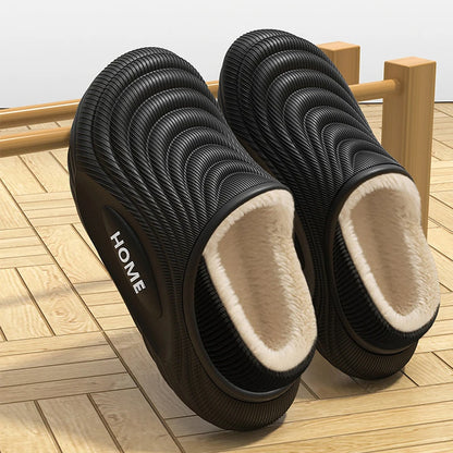 Warm Plush EVA Slippers for Men & Women – Waterproof Non-Slip Winter Platform Indoor/Outdoor Furry Home Slippers Casual Comfort Shoes