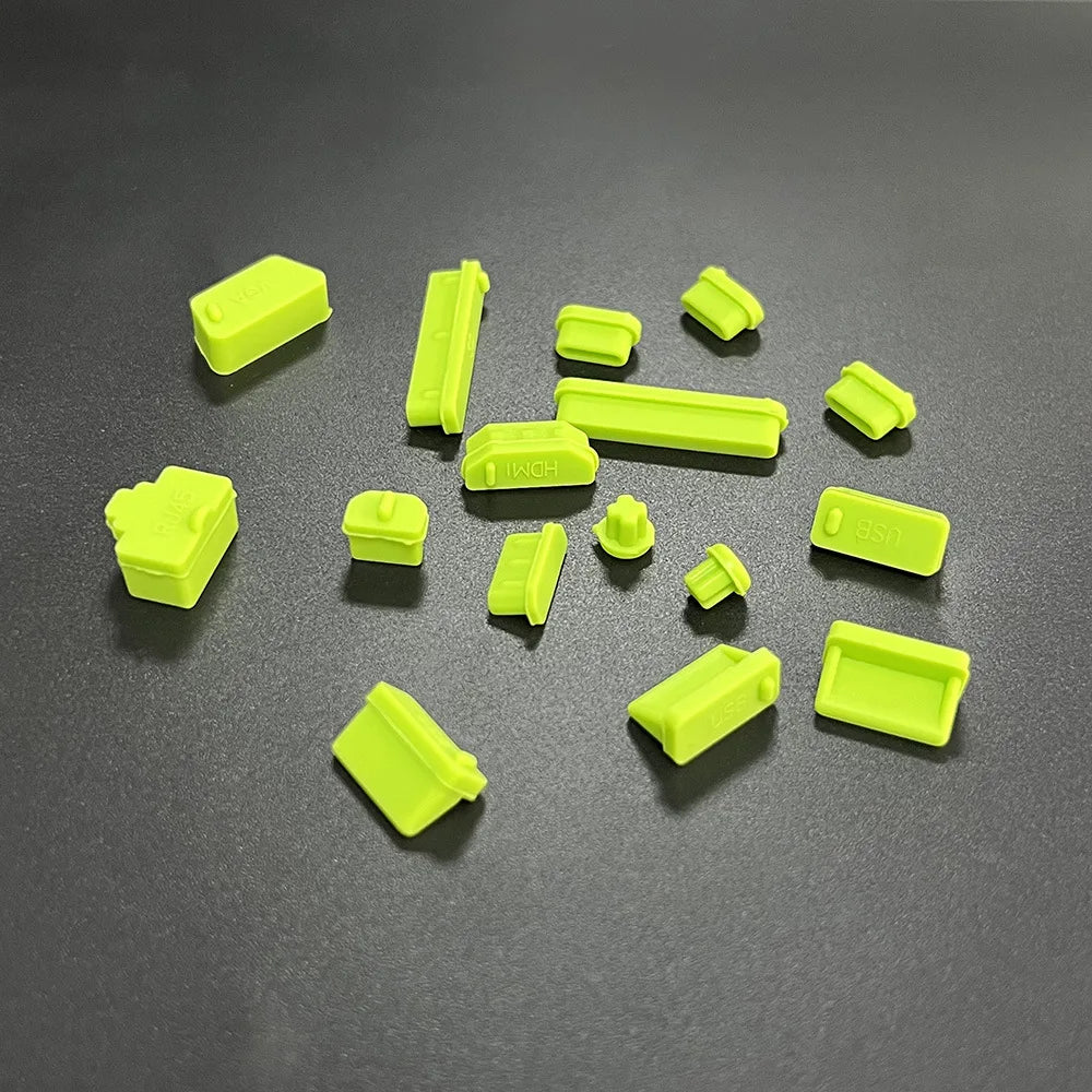 16-Piece Universal Silicone Port Plugs - Anti-Dust USB & Laptop Computer Port Protectors