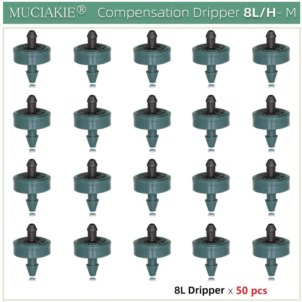 MUCIAKIE 4/2-Way Drip Irrigation System Kit – 100–10M 8L Watering Dripper Sprinkler for Potted Plants & Garden Use