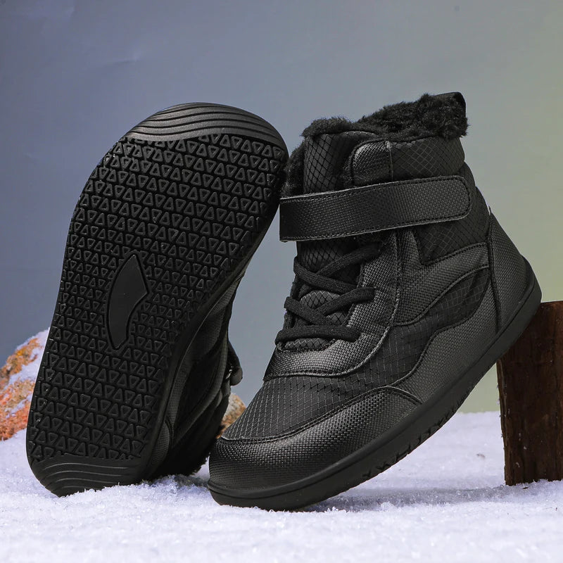 Kids Wide Toe Snow Boots - Warm Minimalist Barefoot Winter Shoes for Boys & Girls Toddlers