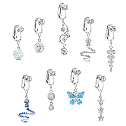 Faux Snake Belly Ring – Fake Clip-On Umbilical Navel Piercing, Belly Button & Cartilage Body Jewelry