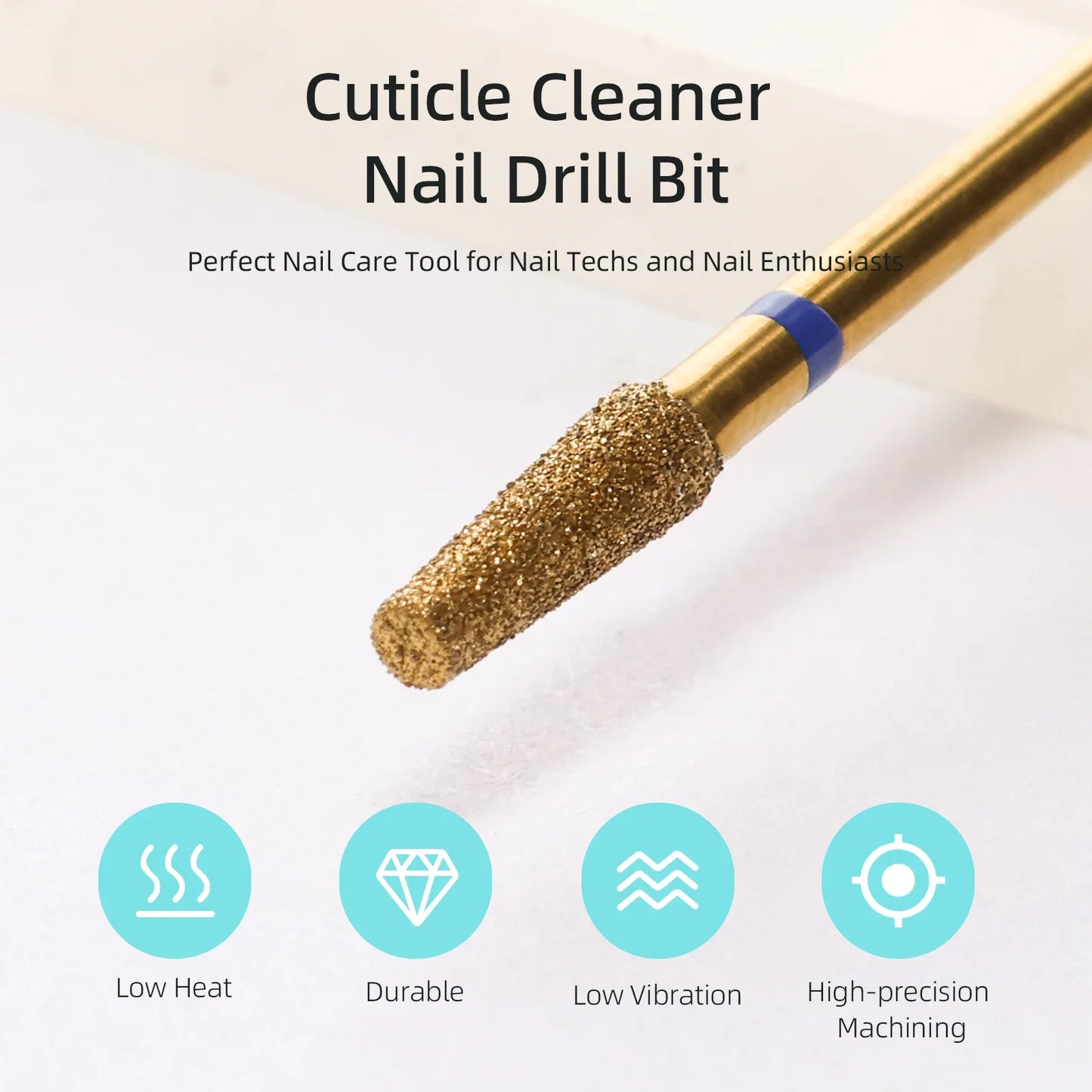 HYTOOS 3mm Tapered Cuticle Nail Drill Bit - Titanium Russian Diamond Nail Bits for Dead Skin Cleaning & Nail Care Accessories
