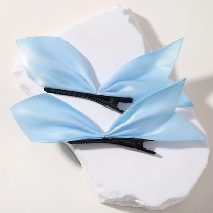 2pcs Black & White Ribbon Hair Bow Clips – Vintage Bowknot Side Hairpins, Cute Barrettes for Girls & Women, Headdress Accessories