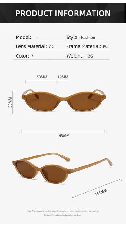 Retro Oval Frame Sunglasses — Trendy Small Frame Punk Cat Eye Sunshade Glasses, Personalized Fashion Sun Protection Eyewear