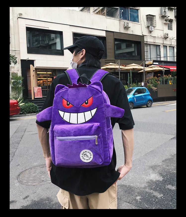 TAKARA TOMY Pokémon Gengar Backpack — Cute Cartoon School Bag for Kids, Student Gift Mochila