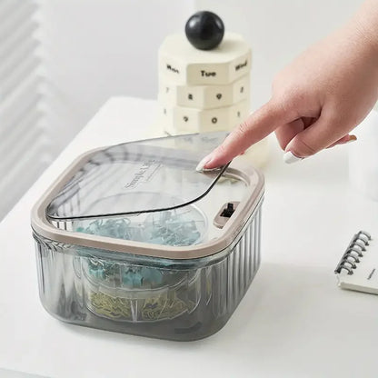 Transparent Mini Desktop Storage Box — Waterproof Pop-Up Cover Organizer for Laundry Detergent, Beads, Powder, Kitchen and Dining Table
