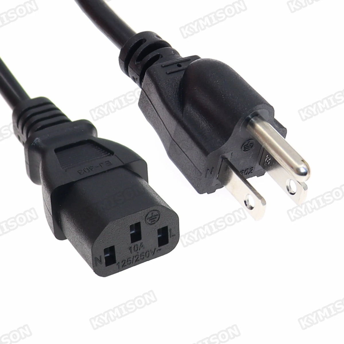US NEMA 5-15P to IEC C13 Power Cord - 18AWG 3-Prong AC Extension Cable for Computers and Electronics