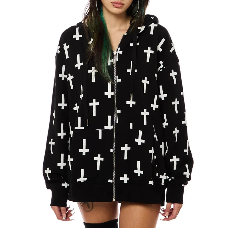 Pink Leopard Print Hooded Zipper Sweatshirt – Slim Fit Long Sleeve Streetwear for Spring & Autumn