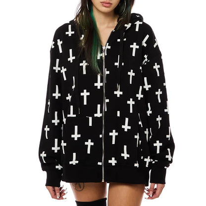 Pink Leopard Print Hooded Zipper Sweatshirt – Slim Fit Long Sleeve Streetwear for Spring & Autumn
