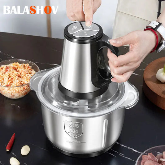 Electric Meat Mincer Grinder, Stainless Steel 5L Chopper, Food Processor, Garlic Mud Maker, Large Capacity Kitchen Blender