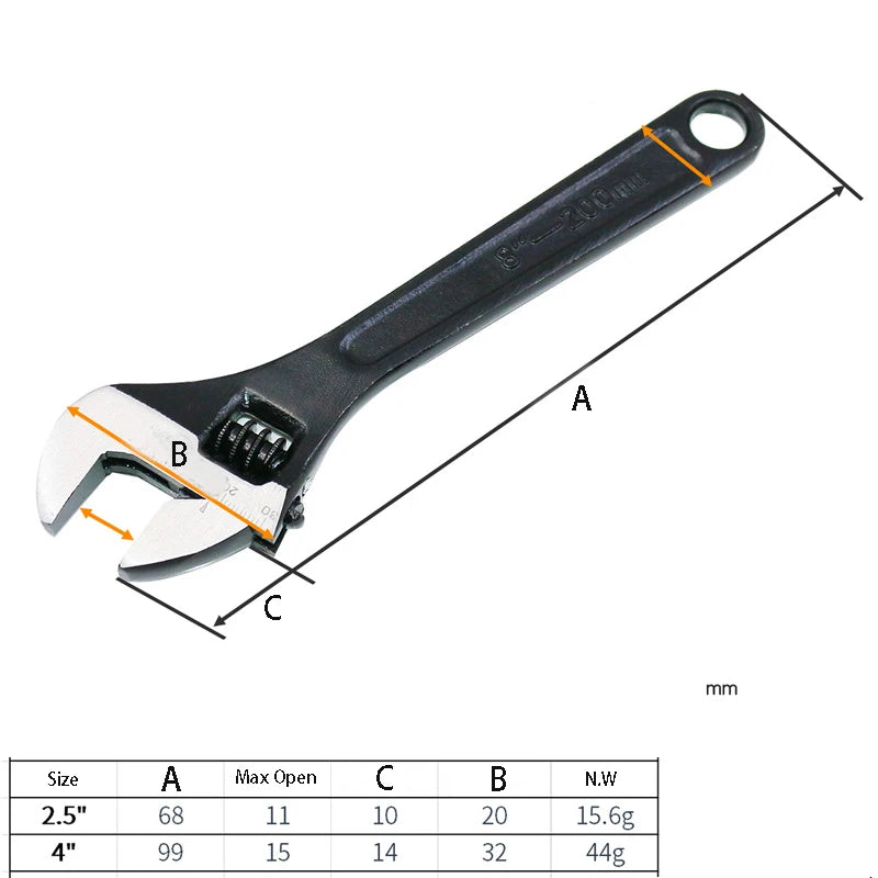 Mini Adjustable Spanner Wrench Set – 2.5/4 Inch Open-End Portable Hand Tools