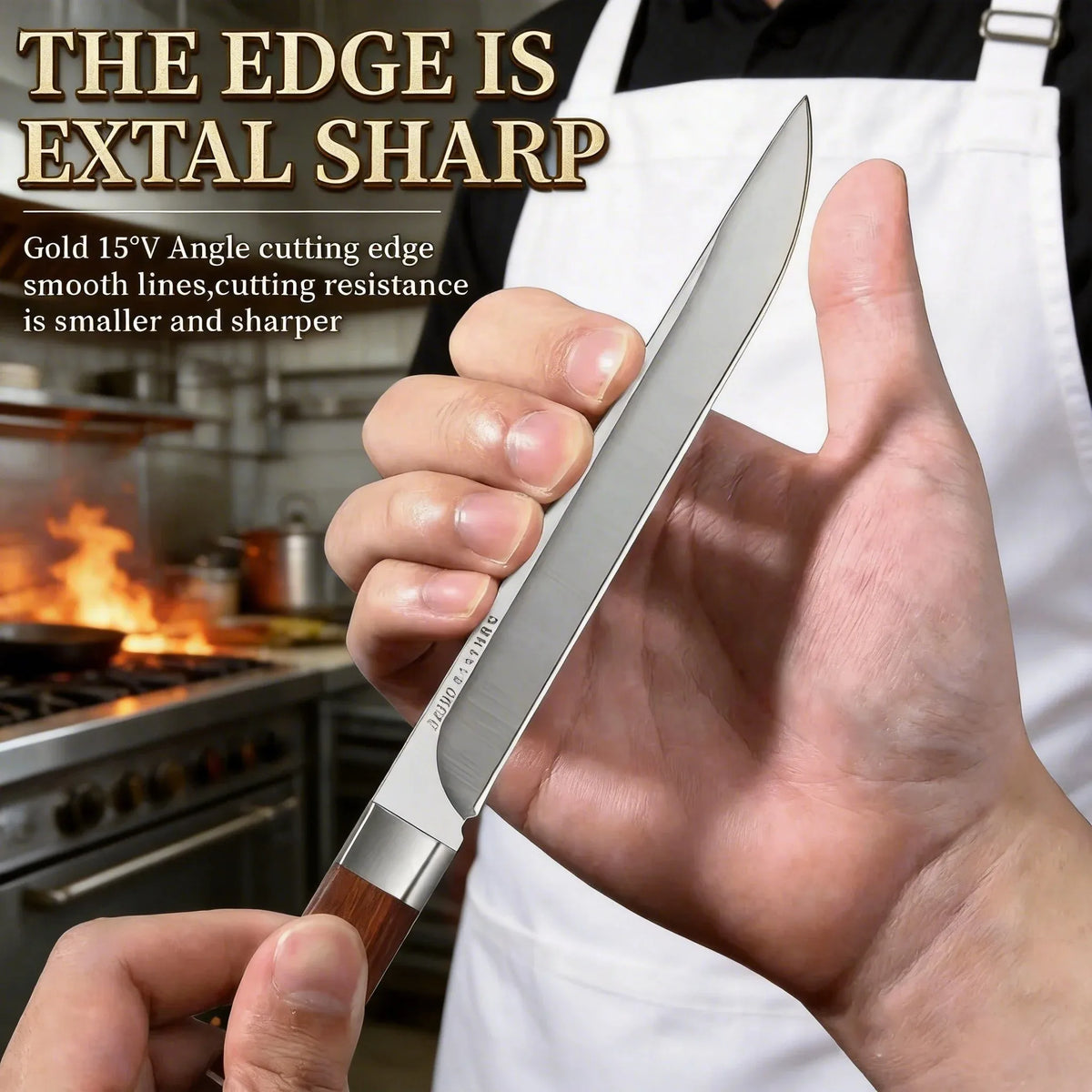M390 Stainless Steel Meat Cutting Knife Set – 62 HRC Ultra-Sharp Butcher Knives for Meat and Fruit Preparation