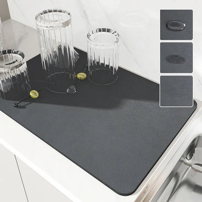 Super Absorbent Large Kitchen and Bathroom Draining Mat - Antiskid Dish Drying Pad for Quick Dry - Tableware Mat with Excellent Absorption