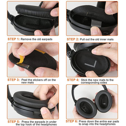 KUTOU Replacement Ear Pads for Bose QC45 – Soft Protein Leather Cushions for QuietComfort 45