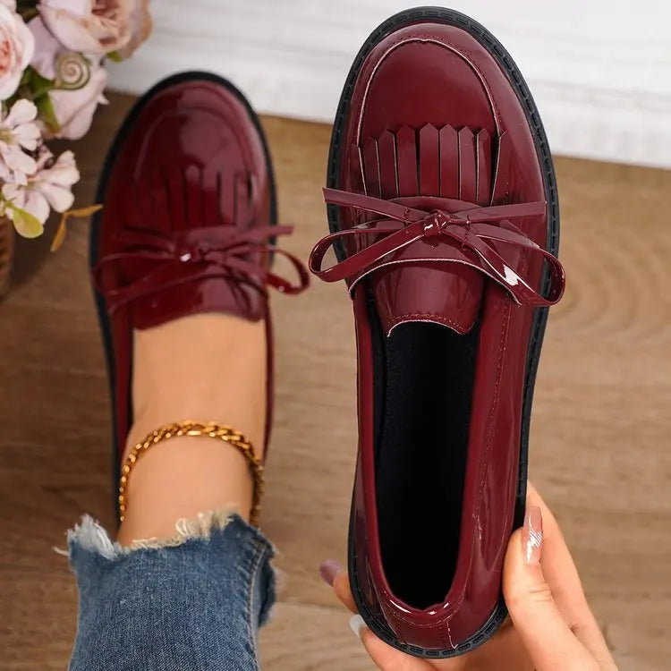 Women’s Platform Loafers 2026 – PU Leather Tassel Slip-On Casual Flats, Comfortable Spring Shoes, Plus Size Available