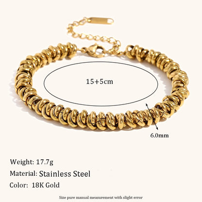La.Muses Dual Color Circular Bead Necklace — Gold & Silver Stainless Steel Jewelry for Women