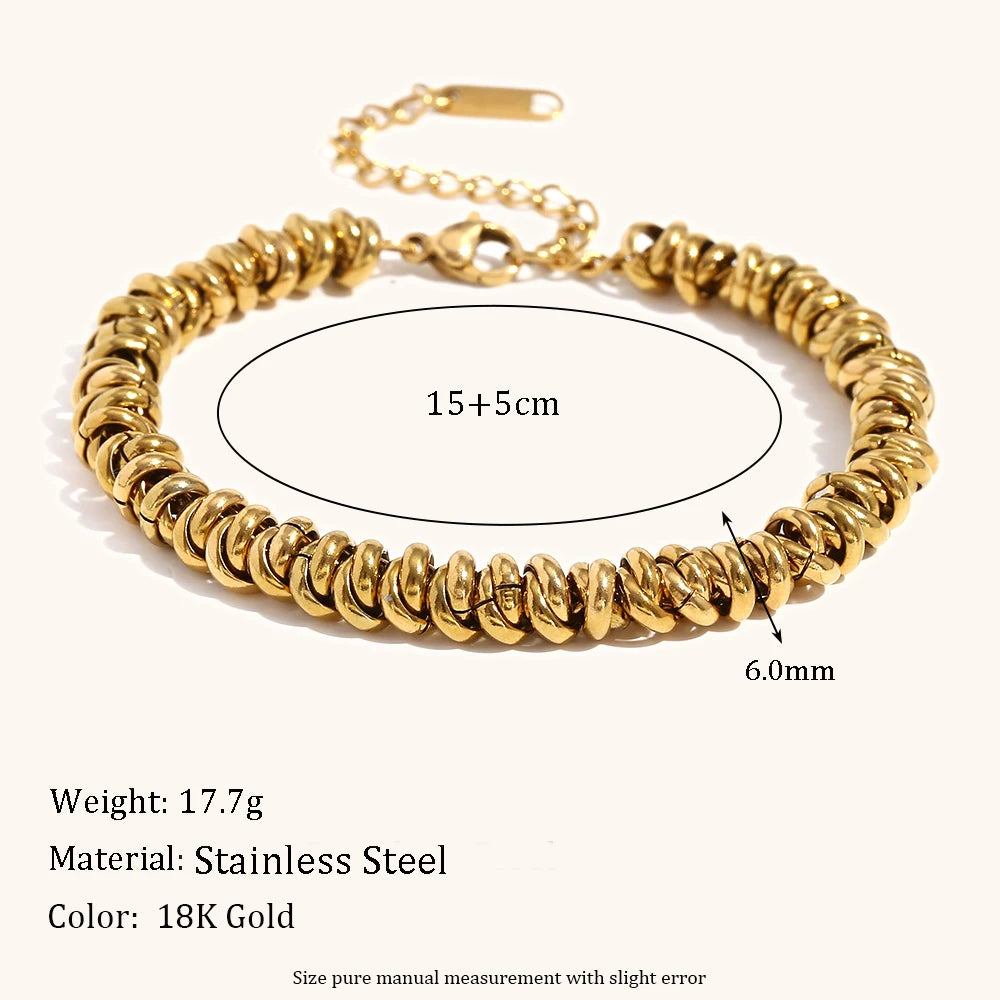 La.Muses Dual Tone Gold & Silver Bead Necklace – Waterproof Stainless Steel Chain Jewelry Gift for Women