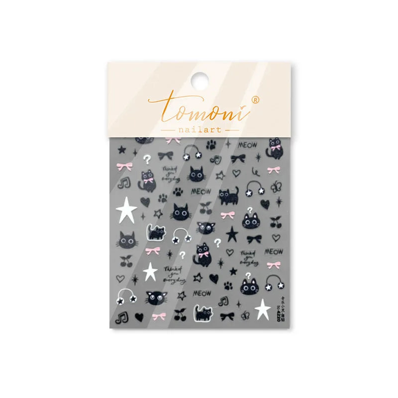 Chibi Anime Nail Stickers - Cute Susuwatari Cartoon Self-Adhesive Nail Art Decals for Kawaii DIY Manicure