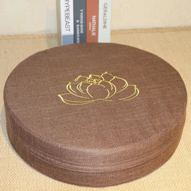 Yoga Meditation Cushion – 40x6cm Hard Linen Lotus Pillow with Backrest, Removable & Washable Tatami Mat