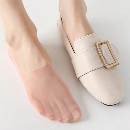 High-Quality Women's Invisible Boat Socks - 5 Pairs of Breathable Silicone Non-Slip Slippers, Ultra-Thin Ice Silk Low Sox