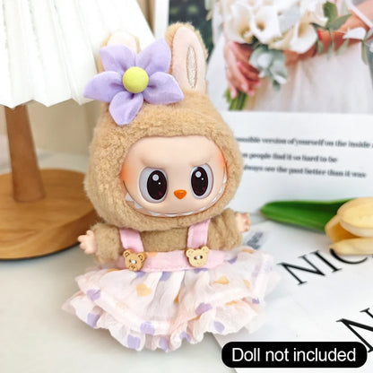 17cm Mini Doll Clothes Set – Kpop EXO Labubu Idol Raincoat, Love Bear Dress & Hat Accessories, Clothing Gift