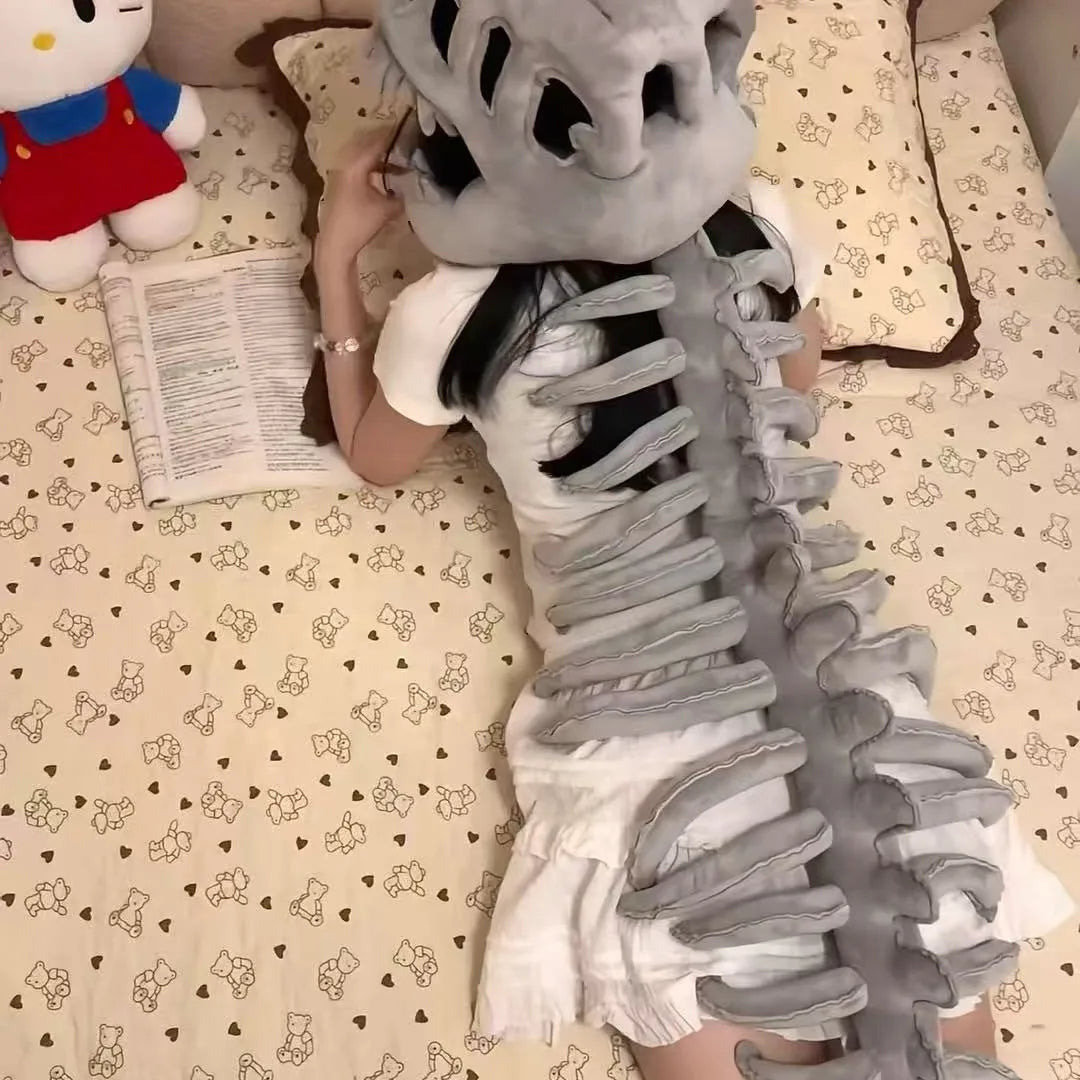 75/115cm Realistic Dinosaur Skeleton Costume – Plush Headgear for Cosplay, Dress-Up & Creative Gifts