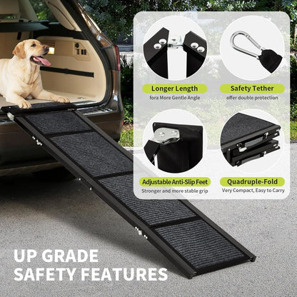 Upgraded Folding Dog Car Ramp - Portable Non-Slip Pet Ramp for Large Dogs Up to 250 lbs