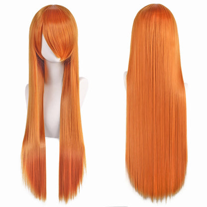 80cm Long Cosplay Wig - Synthetic Straight Hair with Bangs for Lolita Anime Costume Party Styling