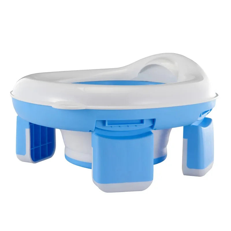 3-in-1 Foldable Travel Potty Seat - Portable Silicone Baby Toilet Trainer with Disposable Bags for Kids