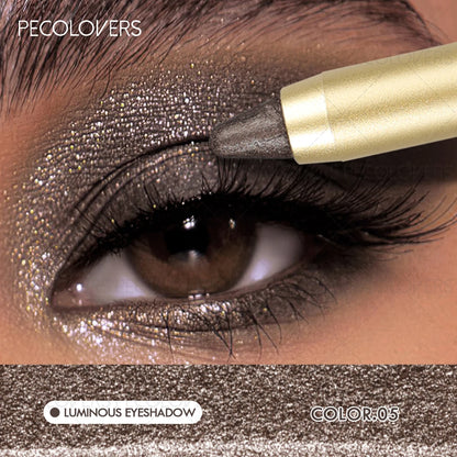 Dual-Ended Waterproof Eyeshadow Stick – Smudge-Proof Glitter and Matte Eye Makeup with Sponge Applicator