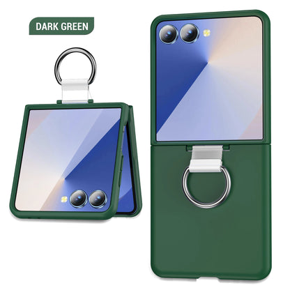 Shockproof Ring Holder Case for Samsung Galaxy Z Flip 7/6/5/4/3 5G - Hard PC Armor Protective Back Cover
