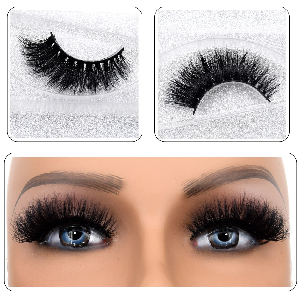 3D Real Mink False Eyelashes – Thick Handmade Strip Lashes with Glitter Packing for Makeup Beauty D101