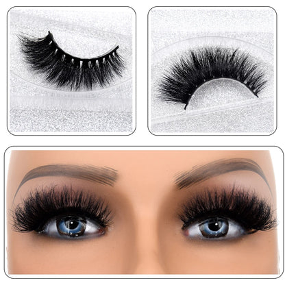 3D Real Mink False Eyelashes – Thick Handmade Strip Lashes with Glitter Packing for Makeup Beauty D101