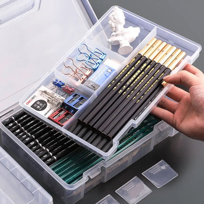 Large Capacity Transparent Pencil Case – Cartoon PP Pen Box & Art Supplies Storage Stationery Organizer