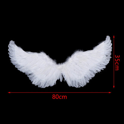 White Angel Feather Wings, Halo, and Magic Wand Set – Kids and Adult Costume Accessories for Cosplay, Weddings, Halloween, Christmas, and Parties
